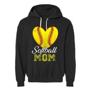 Ball Mom Heart Baseball Softball Mama Mothers Day 2024 Garment-Dyed Fleece Hoodie