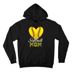 Ball Mom Heart Baseball Softball Mama Mothers Day 2024 Hoodie