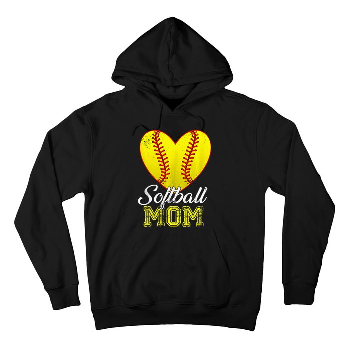 Ball Mom Heart Baseball Softball Mama Mothers Day 2024 Hoodie