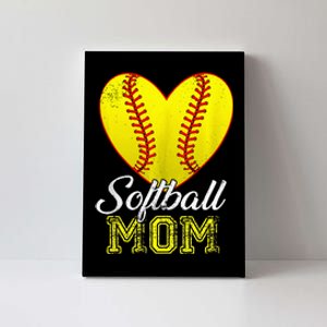 Ball Mom Heart Baseball Softball Mama Mothers Day 2024 Canvas