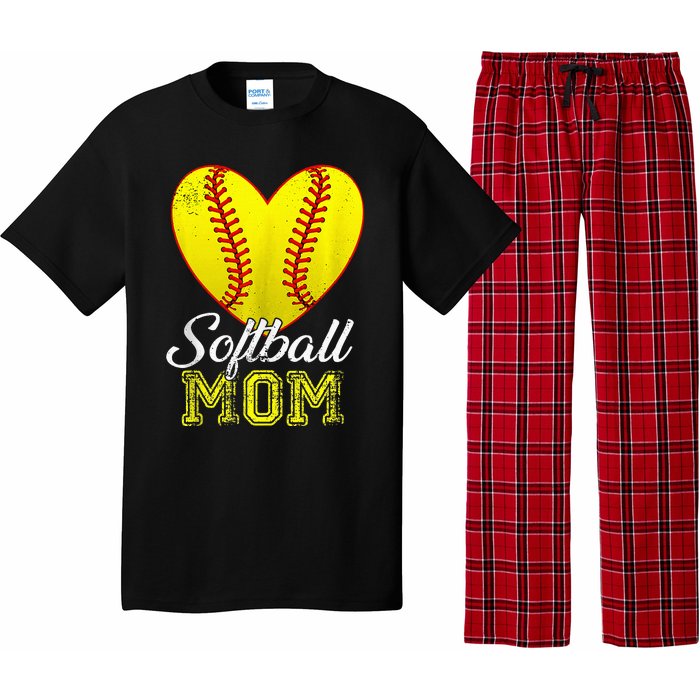 Ball Mom Heart Baseball Softball Mama Mothers Day 2024 Pajama Set