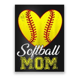 Ball Mom Heart Baseball Softball Mama Mothers Day 2024 Poster