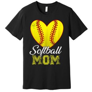 Ball Mom Heart Baseball Softball Mama Mothers Day 2024 Premium T-Shirt