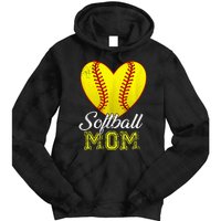 Ball Mom Heart Baseball Softball Mama Mothers Day 2024 Tie Dye Hoodie