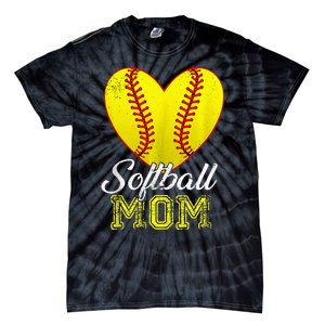 Ball Mom Heart Baseball Softball Mama Mothers Day 2024 Tie-Dye T-Shirt