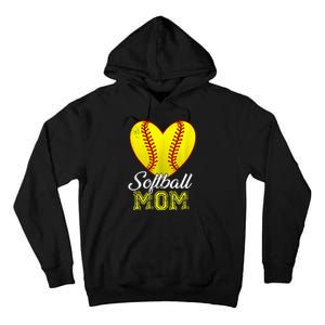 Ball Mom Heart Baseball Softball Mama Mothers Day 2024 Tall Hoodie