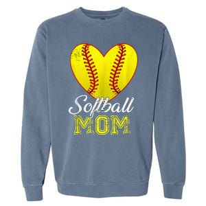 Ball Mom Heart Baseball Softball Mama Mothers Day 2024 Garment-Dyed Sweatshirt