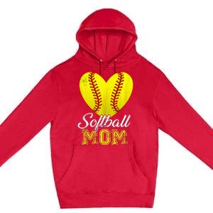 Ball Mom Heart Baseball Softball Mama Mothers Day 2024 Premium Pullover Hoodie