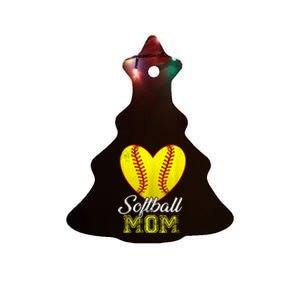 Ball Mom Heart Baseball Softball Mama Mothers Day 2024 Ceramic Tree Ornament