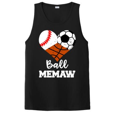 Ball Memaw Heart Funny Baseball Soccer Basketball Memaw Gift PosiCharge Competitor Tank