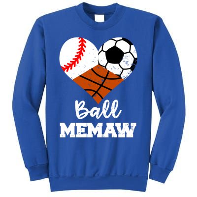 Ball Memaw Heart Funny Baseball Soccer Basketball Memaw Gift Sweatshirt