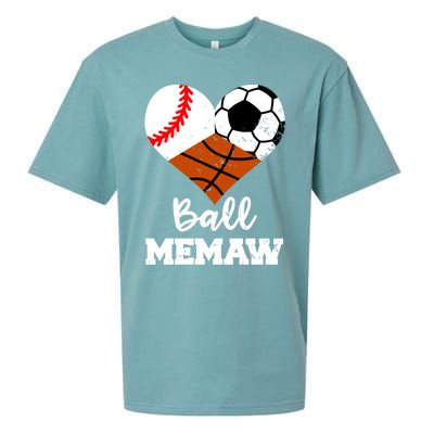 Ball Memaw Heart Funny Baseball Soccer Basketball Memaw Gift Sueded Cloud Jersey T-Shirt