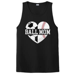 Ball Mom Heart Funny Baseball Soccer Mom PosiCharge Competitor Tank