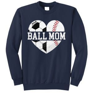 Ball Mom Heart Funny Baseball Soccer Mom Sweatshirt