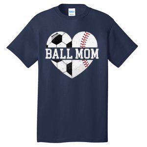 Ball Mom Heart Funny Baseball Soccer Mom Tall T-Shirt