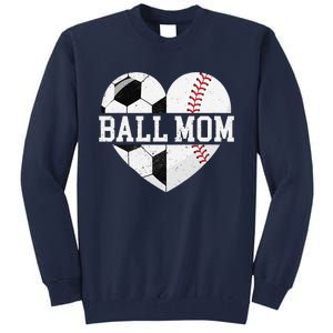 Ball Mom Heart Funny Baseball Soccer Mom Tall Sweatshirt