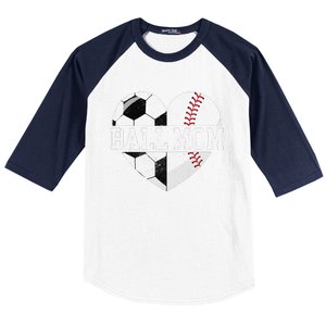 Ball Mom Heart Funny Baseball Soccer Mom Baseball Sleeve Shirt