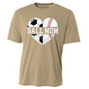 Ball Mom Heart Funny Baseball Soccer Mom Cooling Performance Crew T-Shirt