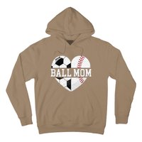 Ball Mom Heart Funny Baseball Soccer Mom Hoodie