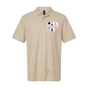 Ball Mom Heart Funny Baseball Soccer Mom Softstyle Adult Sport Polo