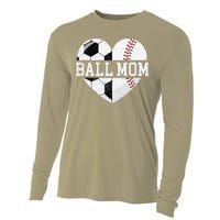 Ball Mom Heart Funny Baseball Soccer Mom Cooling Performance Long Sleeve Crew