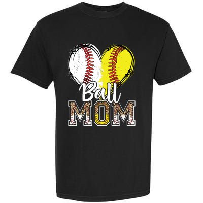 Ball Mom Heart Baseball Softball Mama Mothers Day Garment-Dyed Heavyweight T-Shirt