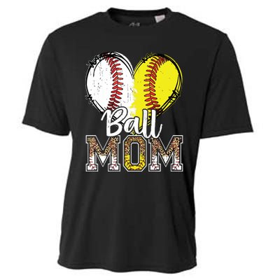 Ball Mom Heart Baseball Softball Mama Mothers Day Cooling Performance Crew T-Shirt