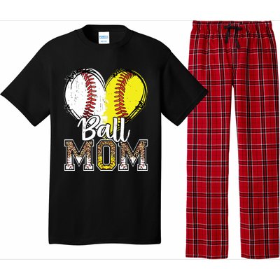 Ball Mom Heart Baseball Softball Mama Mothers Day Pajama Set