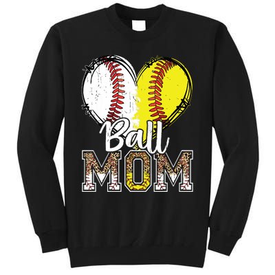 Ball Mom Heart Baseball Softball Mama Mothers Day Tall Sweatshirt