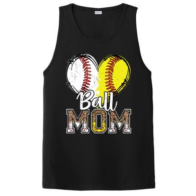 Ball Mom Heart Baseball Softball Mama Mothers Day PosiCharge Competitor Tank