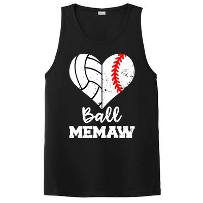 Ball Memaw Heart Funny Baseball Volleyball Memaw Funny Gift PosiCharge Competitor Tank