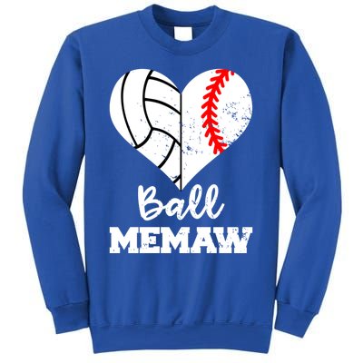 Ball Memaw Heart Funny Baseball Volleyball Memaw Funny Gift Sweatshirt