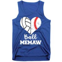 Ball Memaw Heart Funny Baseball Volleyball Memaw Funny Gift Tank Top