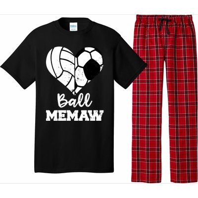 Ball Memaw Heart Funny Soccer Volleyball Memaw Cute Gift Pajama Set