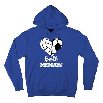 Ball Memaw Heart Funny Soccer Volleyball Memaw Cute Gift Hoodie