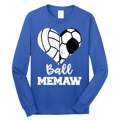 Ball Memaw Heart Funny Soccer Volleyball Memaw Cute Gift Long Sleeve Shirt