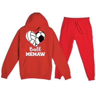 Ball Memaw Heart Funny Soccer Volleyball Memaw Cute Gift Premium Hooded Sweatsuit Set