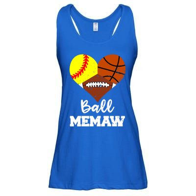 Ball Memaw Heart Funny Softball Basketball Football Memaw Gift Ladies Essential Flowy Tank