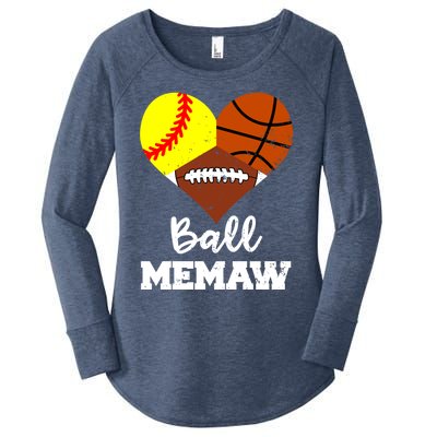 Ball Memaw Heart Funny Softball Basketball Football Memaw Gift Women's Perfect Tri Tunic Long Sleeve Shirt