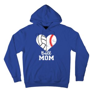 Ball Mom Heart Funny Baseball Volleyball Mom Gift Hoodie