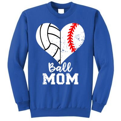 Ball Mom Heart Funny Baseball Volleyball Mom Gift Sweatshirt