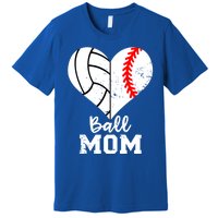 Ball Mom Heart Funny Baseball Volleyball Mom Gift Premium T-Shirt