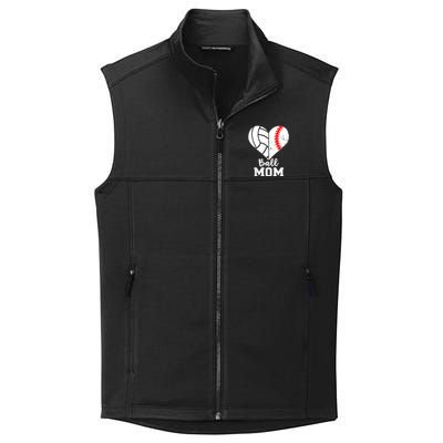 Ball Mom Heart Funny Baseball Volleyball Mom Gift Collective Smooth Fleece Vest