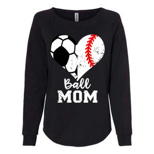 Ball Mom Heart Funny Baseball Soccer Mom Womens California Wash Sweatshirt