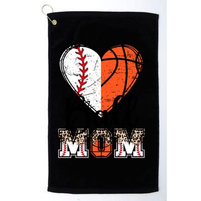 Ball Mom Heart Basketball Baseball Mom Gift Golf Towel
