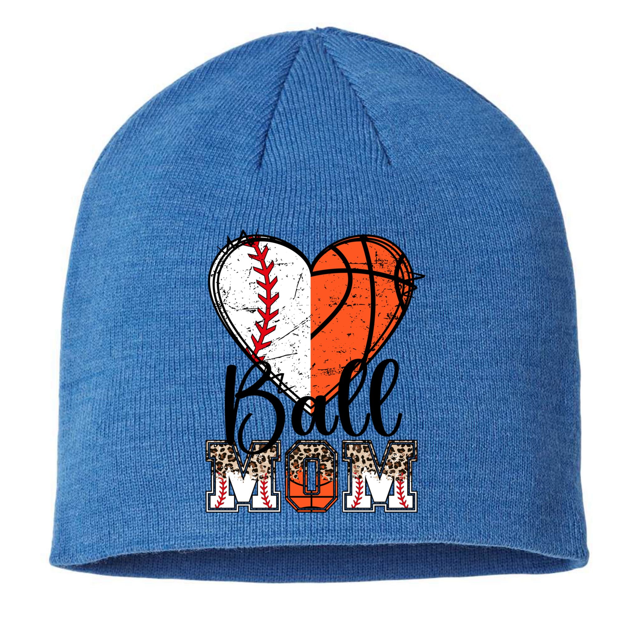 Ball Mom Heart Basketball Baseball Mom Gift Sustainable Beanie