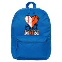 Ball Mom Heart Basketball Baseball Mom Gift 16 in Basic Backpack