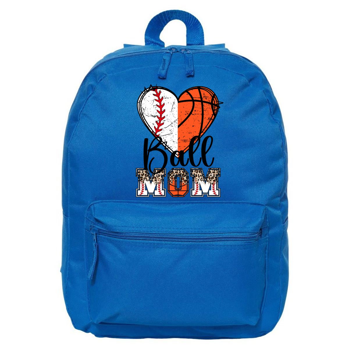 Ball Mom Heart Basketball Baseball Mom Gift 16 in Basic Backpack