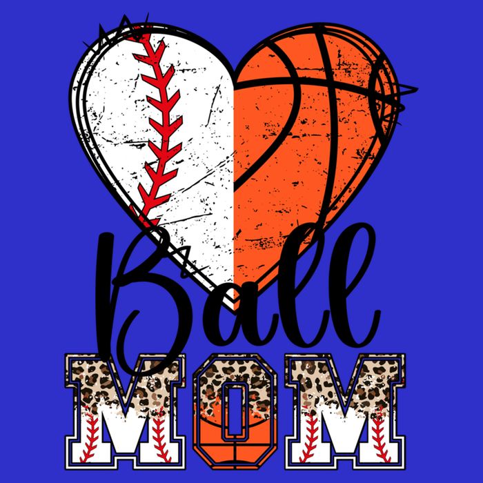 Ball Mom Heart Basketball Baseball Mom Gift 16 in Basic Backpack