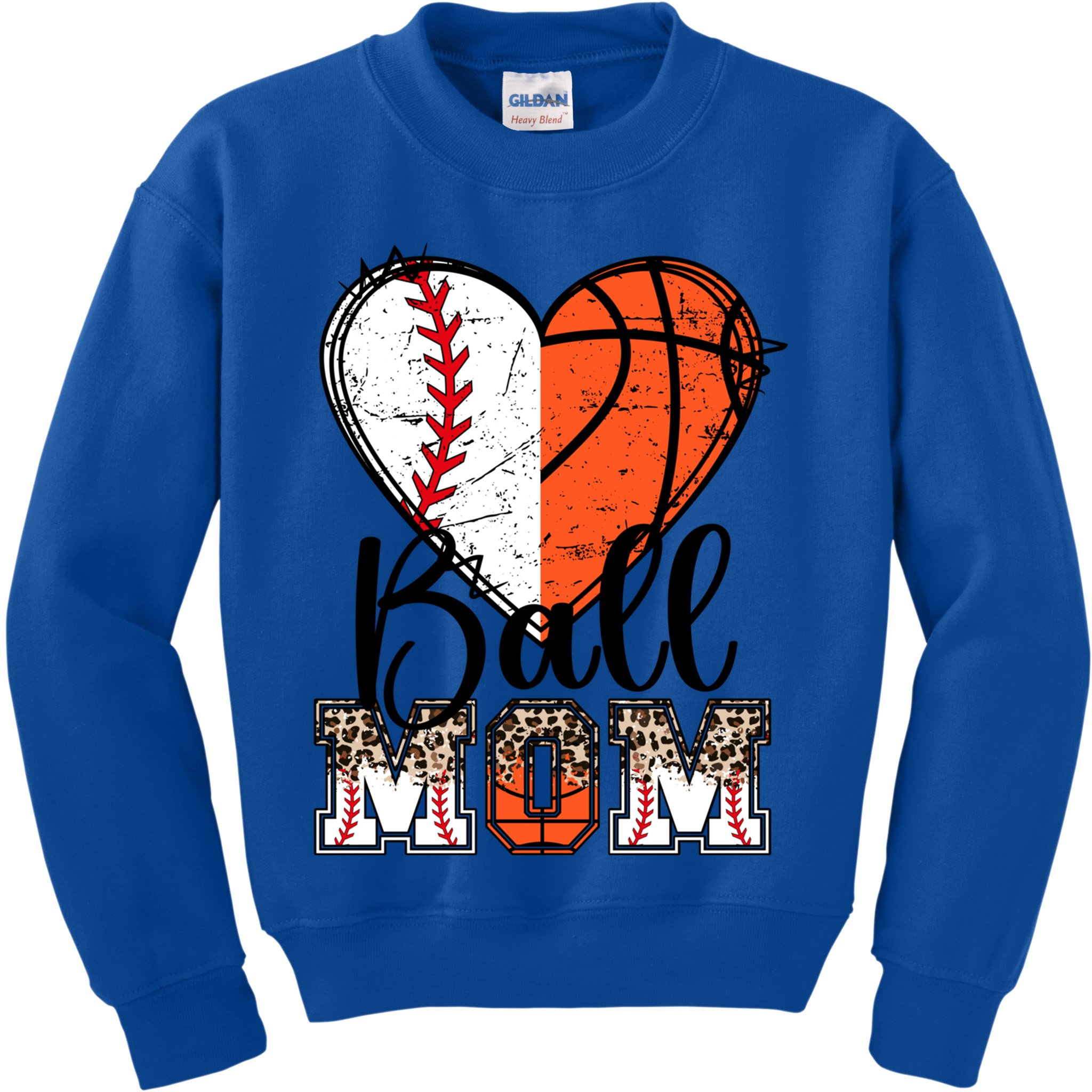 Ball Mom Heart Basketball Baseball Mom Gift Kids Sweatshirt